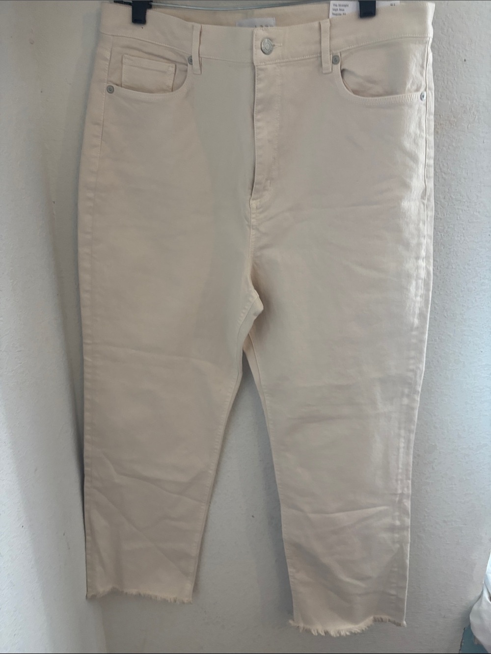 LOFT High-Rise Straight Jeans in Light Cream